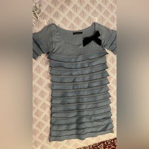 Twin-Set Teal Dress with black bow detail